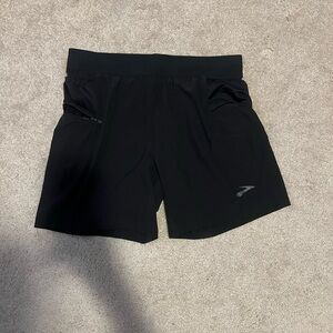 Brooks Lined Black Running Shorts Men's